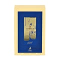 Maison Alhambra Minerale Gold by Maison Alhambra 100ml EDP — A yellow box with a blue wavy pattern and a gold rectangular label featuring the brand logo and text.