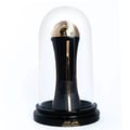 Lattafa Pride Al Khas Winners Trophy Gold 100ml — A black and gold trophy shaped like a globe, encased in a clear dome, sits on a black base with Arabic and English text. | Lattafa Pride Al Khas Winners Trophy Gold 100ml — Piala hitam dan emas berbentuk glob, diletakkan dalam kubah jernih, terletak di atas tapak hitam