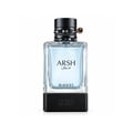 French Avenue Arsh Black Ice — Clear glass perfume bottle with light blue liquid, black studded cap, and black base with "FRENCH AVENUE" embossed.