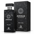 Grandeur Avenue New York by Grandeur 100ml EDP Men — Botol dan kotak minyak wangi corak marmar hitam, semburan asli, 100ml.
