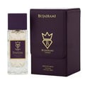 Bujairami Breathless by Bujairami 100ml Extrait — Clear glass perfume bottle with a textured diamond pattern, a deep purple cap, and a gold and purple label, next to its matching deep purple presentation box with gold branding.