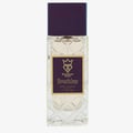Bujairami Breathless by Bujairami 100ml Extrait — Clear glass perfume bottle with a textured diamond pattern, a deep purple cap, and a gold-bordered label featuring a crown logo and the name 'Breathless'.