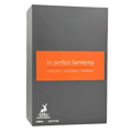 Maison Alhambra In Perfect Harmony — Grey box with orange panel featuring text 'in perfect harmony', 'NATURAL SPRAY', 'EAU DE PARFUM', 'VAPORISATEUR', and a deer logo with 'MAISON ALHAMBRA' text below.