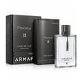 Armaf Club de Nuit Precieux II — Two dark grey boxes and a clear glass perfume bottle with a black cap and silver chain, set against a white background.