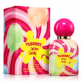 Grandeur Cotton Candy by Tubbees 50ml EDP Unisex — Kotak dan botol berjalur merah jambu putih dengan corak awan gula dan label percikan kuning.