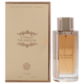 Lattafa The Kingdom Women by Lattafa 100ml EDP — A beige box with gold text and ornate designs sits next to a clear glass perfume bottle with gold accents and a light amber liquid.