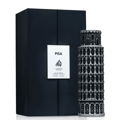 Lattafa Pride Pisa by Lattafa Pride 100ml EDP — Black gift box with white label and a perfume bottle shaped like the Leaning Tower of Pisa.