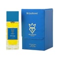 Bujairami Drip by Bujairami 100ml Extrait — Yellow perfume liquid in a clear glass bottle with a blue cap, next to a blue presentation box with gold logo.