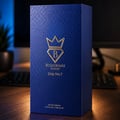 Bujairami Drip No. 7 — Blue textured box with gold crown logo and text, featuring 'Bujairami Sydney Drip No. 7' and 'Eau de Parfum 3.4 FL.OZ./100 ml e'.