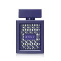 Rave Now Intense by Rave 100ml EDP — Botol minyak wangi ungu gelap dengan corak sangkar geometri bertindih dan label segi empat tepat tertulis 'RAVE' dalam teks putih.