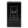 Lattafa Pride Ansaam Silver — Black textured box with silver Arabic calligraphy and text 'ANSAAM SILVER Lattafa PRIDE' in a silver frame.