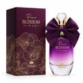 TADangel Fleur Blossom by TADAngel 100ml EDP Women — Purple gradient perfume bottle with a large satin bow, presented with its matching plum-colored box adorned with gold floral patterns.