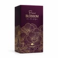TADangel Fleur Blossom by TADAngel 100ml EDP Women — A deep purple perfume box with intricate gold floral line art and gold text.