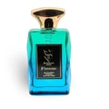 Bujairami Freeze by Bujairami 100ml EDP — A faceted glass perfume bottle with a blue-to-green gradient, featuring a gold cap and a black label with crown and 'B' logo.