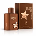Maison Alhambra Galactic Men Intense by Maison Alhambra 100ml EDP — Brown matte bottle and matching box with gold star emblem and text 'Galactic Men Intense'