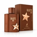 Maison Alhambra Galactic Men Intense — Brown matte bottle and box with gold star emblem and text, white background
