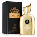 Maison Alhambra Galatea by Maison Alhambra 100ml EDP Unisex — Gold perfume bottle and black box with gold accents, featuring a lion emblem and deer logo.