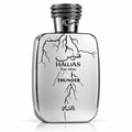 RASASI Hawas Thunder by Rasasi 100ml EDP — White bottle with black lightning bolt design and snake-wrapped silver cap.