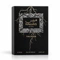 RASASI Hawas Thunder by Rasasi 100ml EDP — Black perfume box with gold lightning bolt design and mosaic square featuring Arabic script and 'HAWAS For Him' text