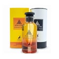 Maison Alhambra Jean Lowe Summer Vibes 100ml — A perfume bottle with an ombre gradient from yellow to red, set against a yellow box and a white cylindrical container. | Maison Alhambra Jean Lowe Summer Vibes 100ml — Botol minyak wangi dengan gradien ombre dari kuning ke merah, diletakkan berlatarkan kotak kuning dan