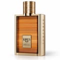 Khadlaj Karus Amber Gold 100ml EDP Unisex — A rectangular gold-trimmed glass perfume bottle with amber-colored liquid, featuring horizontal ribbed texture on the front and a gold fluted cap.
