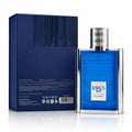 Khadlaj Karus Blu Spice 100ml EDP Men — Blue ribbed glass bottle with silver cap, presented next to its dark blue box with barcode design.