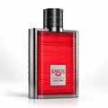 Khadlaj Karus Oud Fire by Khadlaj 100ml EDP Unisex — A rectangular red glass perfume bottle with a ribbed texture, silver metallic accents on the sides, and a ridged silver cap. A silver label on the front reads 'KARUS' with a decorative emblem and 'OUD FIRE' below.