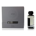 Afnan Lynked Freedom by Afnan Eau De Parfum — Kotak kelabu bertekstur dengan reka bentuk bulat timbul dan nama jenama, bersebelahan botol minyak wangi kaca jernih dengan penutup hitam berhias dan label hitam.