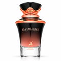 Maison Alhambra Mia Dolcezza by Maison Alhambra 100ml EDP Women — Black and gradient orange glass perfume bottle with rose gold accents and a deer emblem.