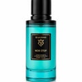 Bujairami Non Stop by Bujairami 100ml Extrait — Teal glass perfume bottle with black cap and gold-trimmed label featuring a crown and 'B' logo