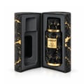 Armaf Old Money by Armaf 100ml EDP Unisex — Black textured bottle with gold accents, presented in an open, black marble-patterned box with gold veining and grey interior.