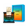 Armaf Ombre Fresh by Armaf 100ml EDP Unisex — Square glass perfume bottle with gold cap and black textured base, next to its blue and orange gradient box.