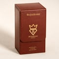 Bujairami Oud Money by Bujairami 100ml Extrait — A brown leather-like box for perfume, featuring gold embossed branding and a crown logo with a 'B' inside a diamond.