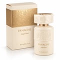 Khadlaj Panache Angel Dust — Cream bottle with embossed floral design and gold accents, next to its matching cream and gold patterned box.