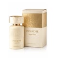 Khadlaj Panache Angel Dust — Cream bottle with embossed floral design and gold cap, next to a cream box with gold embossed floral pattern.
