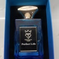 Bujairami Perfect Life by Bujairami Eau de Parfum — Blue glass perfume bottle with a gold cap, presented in a blue box with a black insert.