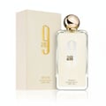 Afnan 9 AM by Afnan 100 ml EDP Unisex — Cream box with gold "9 am" logo next to a clear glass perfume bottle with gold cap