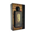 Afnan 9PM Elixir by Afnan 100ml EDP Men — Botol wangian hitam berkilat dengan penutup bulat hitam, diletakkan dalam kotak hitam berlatar belakang corak geometri emas dan merah.