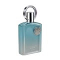 Afnan Supremacy In Heaven — A rectangular blue-to-white gradient glass perfume bottle with a silver ring cap and a silver