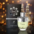 Afnan Rare Carbon by Afnan Perfumes – 100 ml for Men bottle and box with Kuala Lumpur skyline background