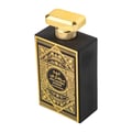 Al Wataniah Oud Mystery Intense — Black rectangular bottle with ornate gold label and gold cap, angled view