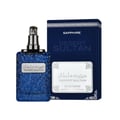 Ard Al Zaafaran Desert Sultan Sapphire — Blue textured bottle and navy blue box with silver accents, both featuring gold
