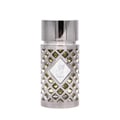 Ard Al Zaafaran Jazzab Silver – Silver ornate cage bottle with green liquid, diamond-shaped emblem with Arabic script and
