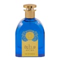 Ard Al Zaafaran Satwa — Blue glass perfume bottle with gold cap and ornate gold label featuring a tiger emblem