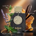 Armaf Club De Nuit Lionheart — Black bottle with lion emblem, surrounded by lavender, mint, vanilla beans, and honeycomb