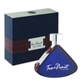 Armaf Tres Nuit by Armaf 100ml EDP Men — Blue triangular bottle with leather accents next to its navy blue box with a silver