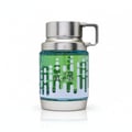 Armaf Odyssey Aqua Edition — Green glass bottle with white abstract pattern and silver cap, on a white background
