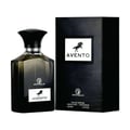 Grandeur Avento Perfume Man 100ml EDP Grandeur — Black bottle with a black cap and silver accents, next to a black textured box with a white label featuring a horse silhouette and the text 'AVENTO'.