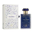 Grandeur Calabria Cerulean by Grandeur Elite 50ml for Him — Perfume bottle with blue speckled glass and gold accents, next to its matching white speckled box.