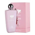 Grandeur Dakota by Grandeur Elite 100ml EDP – Botol minyak wangi wanita bersama kotak merah jambu, penutup perak, dan juntai.